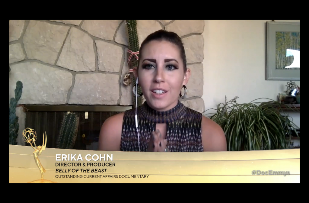 Erika Cohn accepts News & Doc Emmy Award for Outstanding Current Affairs Documentary