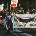 An old photo of a protest for Lesbian rights