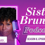 Purple banner for Sista Brunch, featuring a headshot of guest Khalilah Joh for Season 6, Episode 6